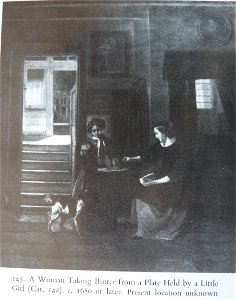 Pieter de Hooch - A Woman Taking Butter from a Plate Held by a Little Girl