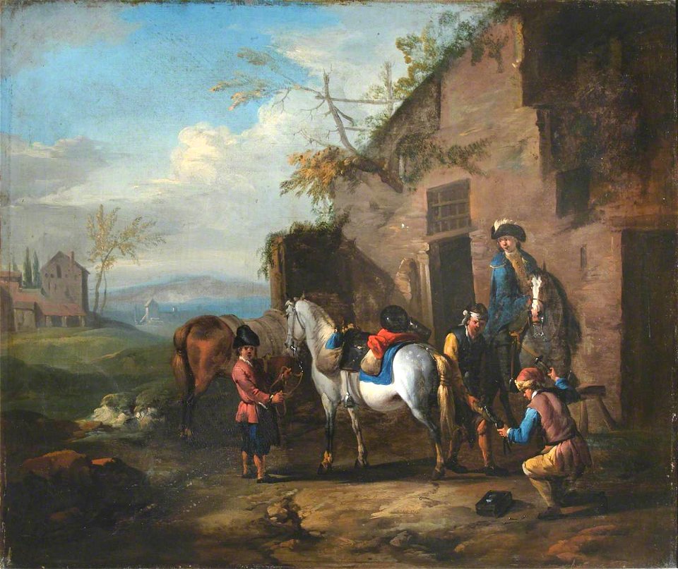 Pieter van Bloemen (1657-1720) (follower of) - Travellers Halting outside a Forge - 1548012 - National Trust