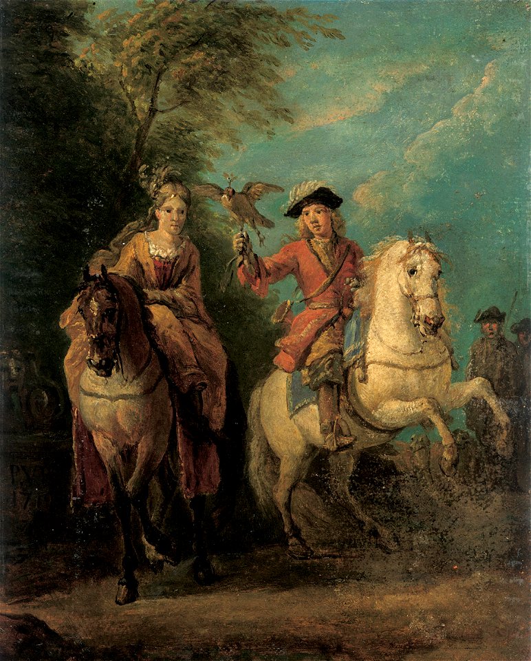 Pieter van Bloemen Fürstenpaar bei der Falkenjagd