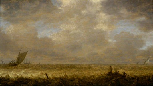 Pieter Mulier the elder (c.1615-1670) - A Shallow Sea with Fishing Boats - BHC0820 - Royal Museums Greenwich