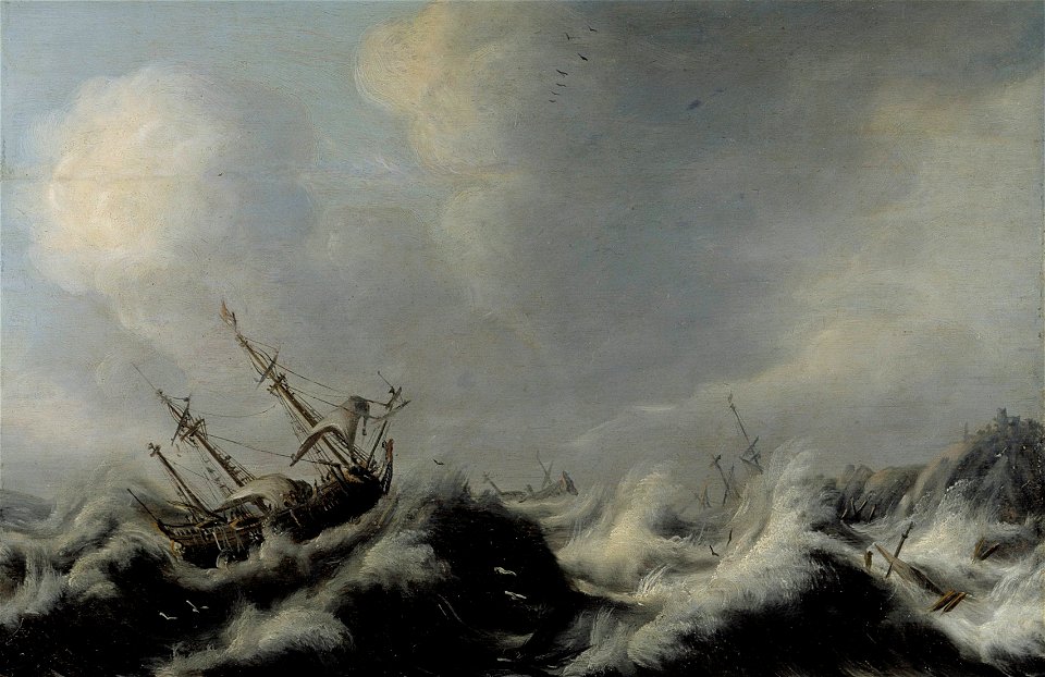 Pieter Jansz. van der Croos - Sailing-ships in a storm - S-1998-166 - Finnish National Gallery