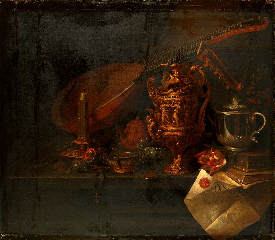 Pieter Gerritsz van Roestraten (Haarlem c. 1631-London 1700) - Still Life with a Theorbo - RCIN 404663 - Royal Collection
