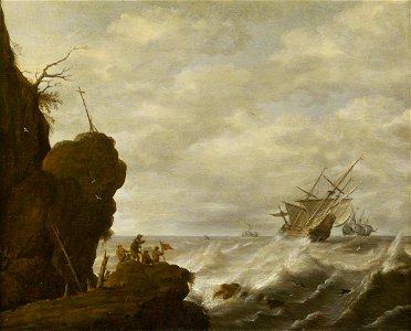 Pieter Mulier the elder (c.1615-1670) - A Dutch Ship in a Breeze off a Rocky Coast - BHC0819 - Royal Museums Greenwich