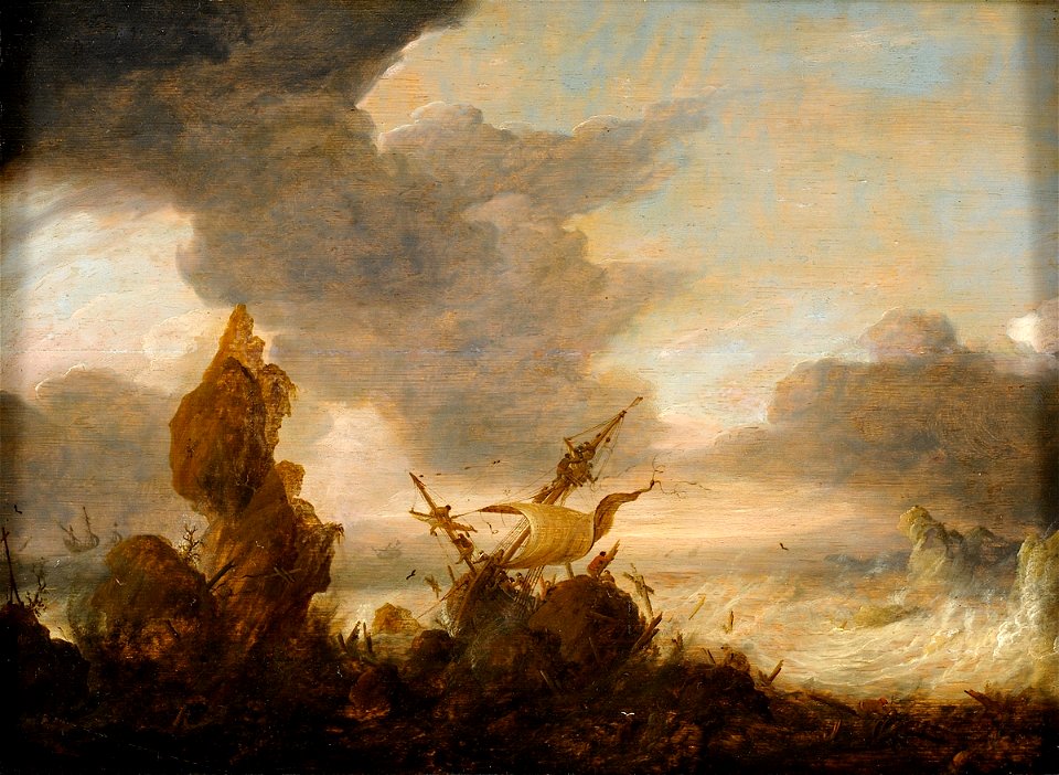 Pieter Mulier II Stürmische See mit havariertem Handelsschiff