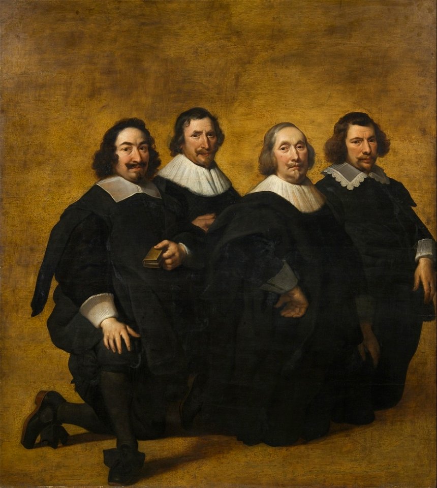 Pieter van der Plas I - Portrait of four kneeling men