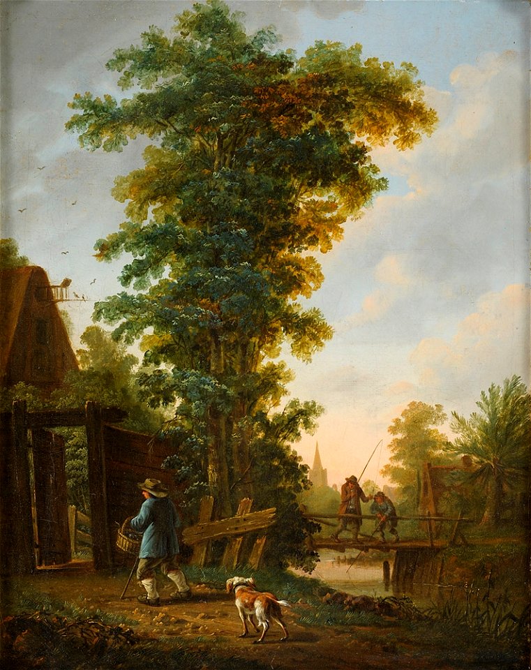 Pieter Hofman Kanallandschaft mit Angler