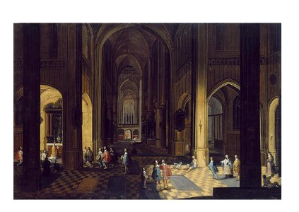 Pieter Neefs the Younger - Interior of a Cathedral, Night Scene