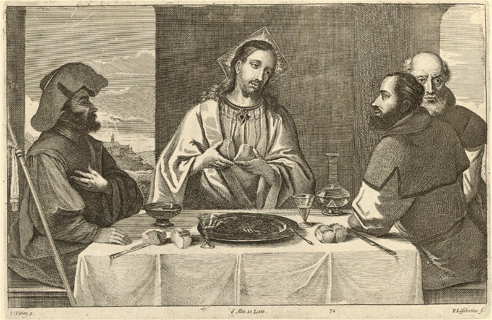 Pieter van Lisebetten after Titan - Christ at Emmaus SVK-SNG.G 11965-73