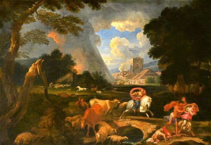 Pieter Mulier the younger (c.1637-1701) - Landscape with Moses and Aaron Calling Down the Plague of Hail upon Egypt - 1298257 - National Trust