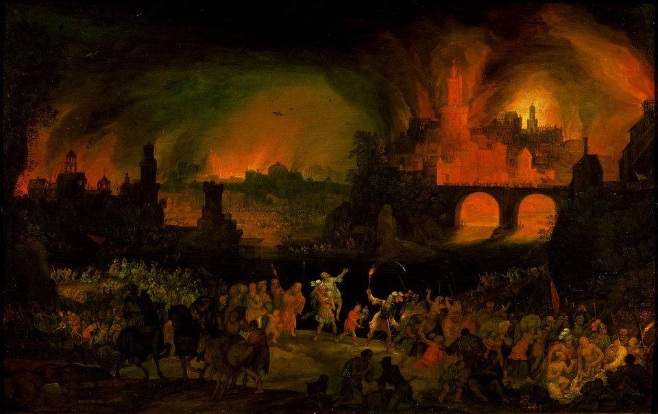 Pieter Schoubroeck - Aeneas trägt seinen Vater Anchises aus dem brennendem Troja - GG 626 - Kunsthistorisches Museum