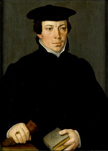 Pieter Pourbus - Portrait of a young minister. Free illustration for personal and commercial use.