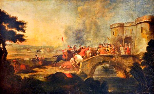 Pieter Snayers (1592-1667) (style of) - One of Four Battle Scenes, An Engagement on a Bridge outside a Fort - 1180963 - National Trust