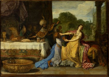 Pieter Lastman - Haman begging the mercy of Esther (Esther 7-6-7) - M.Ob.558 MNW - National Museum in Warsaw
