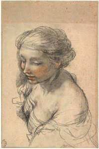 Pietro da Cortona - Bust of a Young Woman Turned to the Left, 1637 - Google Art Project