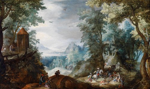 Pieter Schoubroeck Bewaldete Landschaft mit einem Überfall