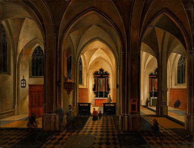 Pieter neefs ii the interior of a church with people praying by candle 053025)