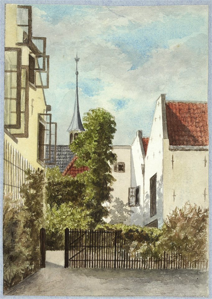 Pieter van Loon - Gezicht vanuit de tuin naast het huis Gaarde te Utrecht