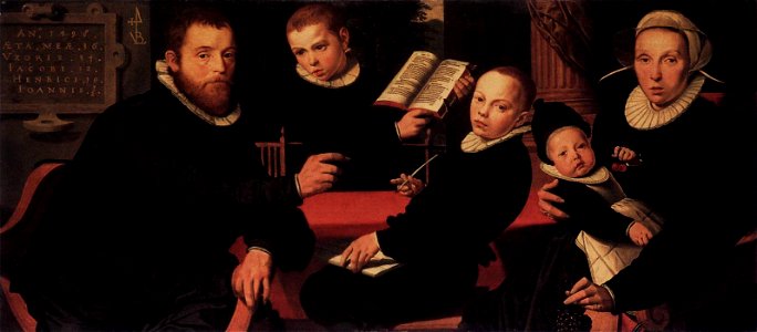 Pieter Pietersz. (I) - Laurens Jacobszon with His Wife and Three Sons - WGA17679