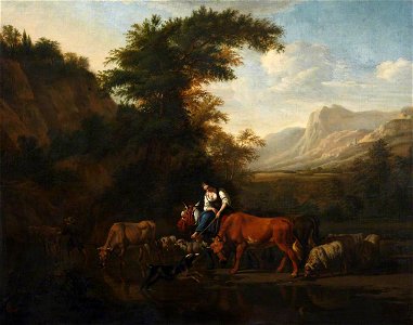 Pieter van der Leeuw (1647-1679) - Landscape with Cattle and Figures - EU0722 - The Torrie Collection