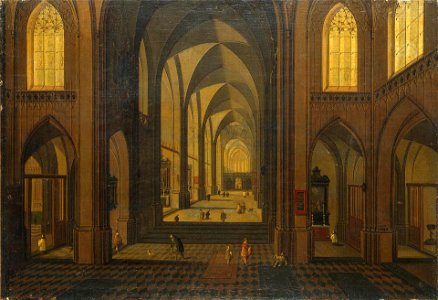 Pieter Neeffs (I) and Frans Francken (III) - Interior of a Gothic Church. Free illustration for personal and commercial use.