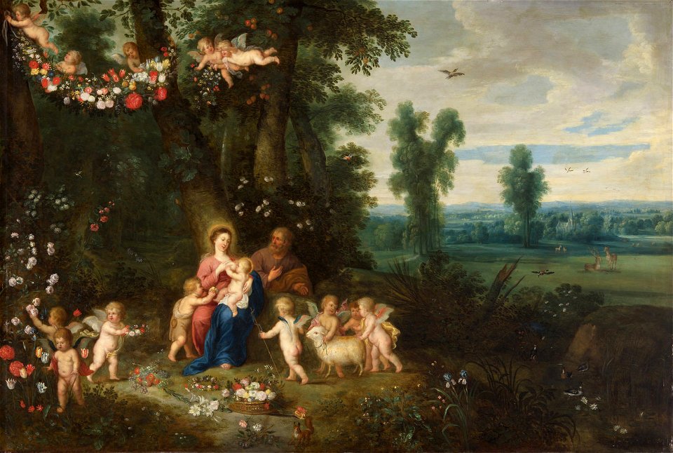 Pieter van Avont and Jan Breugel (II) - Madonna and Child, St John the Baptist and Angels