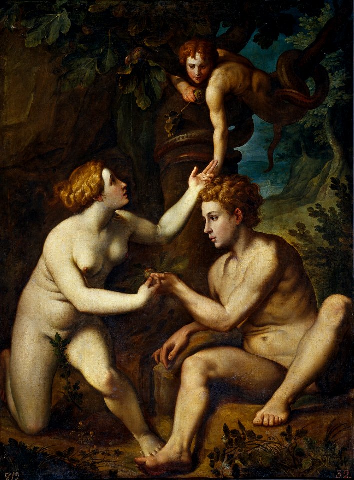 Pietro Facchetti - Adamo ed Eva ricevono dal frutto proibito