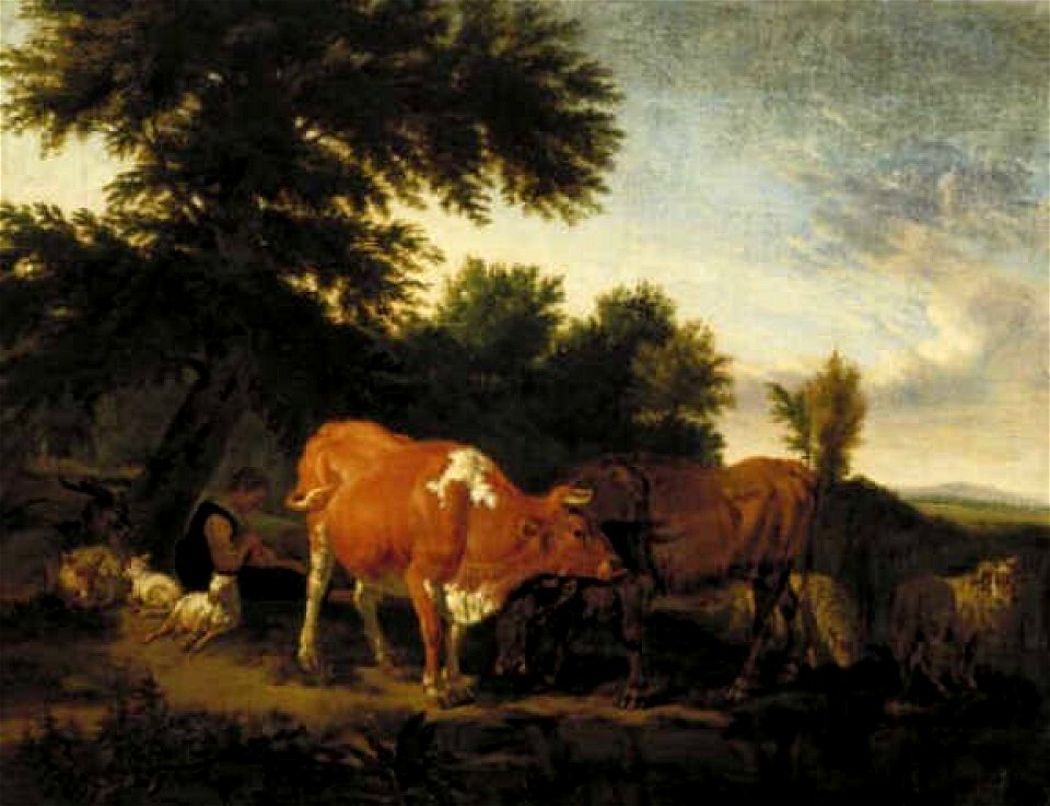 Pieter van der Leeuw - Landschap met dieren - 1448 (OK) - Museum Boijmans Van Beuningen