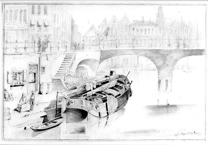 Pieter van Loon - Gezicht op de Oudegracht te Utrecht
