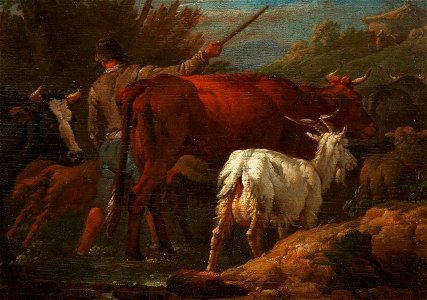 Pieter van Bloemen - A shepherd with his herd