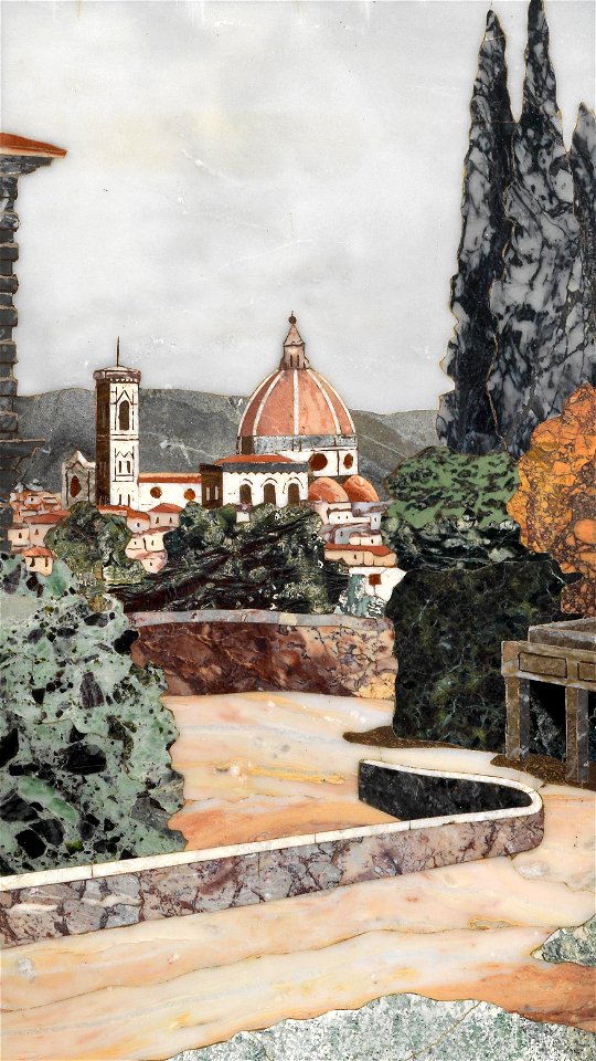 Pietra Dura Bild Ansicht Dom von Florenz c1900