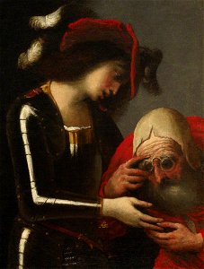 Pietro della Vecchia - A Fortune Teller Reading a Soldier's Palm. Free illustration for personal and commercial use.