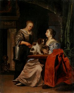 Pieter van der Werff - Interior with Two Ladies and Two Dogs - NMNn 58 - Nationalmuseum