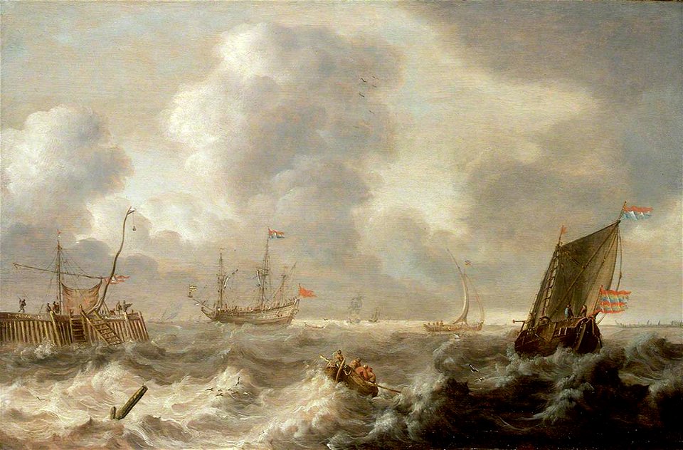 Pieter van der Croos (1609-1701) - Dutch Ships in a Rough Sea - BHC0800 - Royal Museums Greenwich