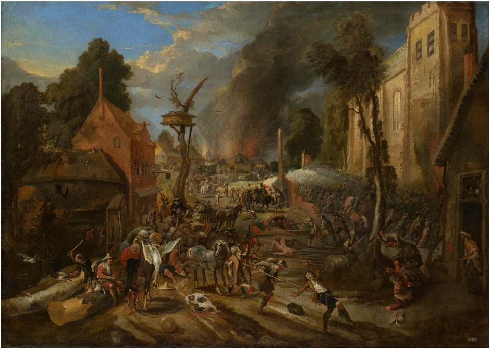 Pieter Snayers - Landscape with soldiers pillaging a village