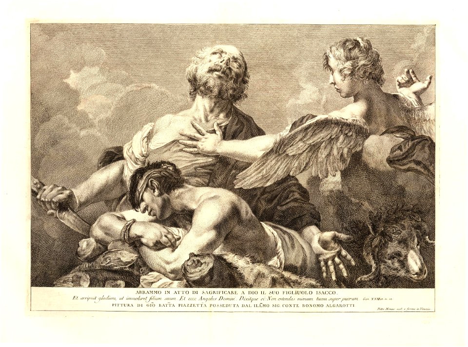 Pietro Monaco - Abrammo in atto di sagrificare a Dio il suo figliuolo Isacco, 1865,0520.793