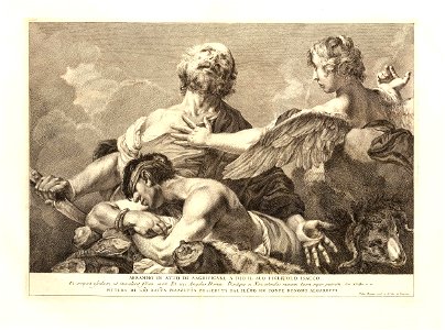 Pietro Monaco - Abrammo in atto di sagrificare a Dio il suo figliuolo Isacco, 1865,0520.793