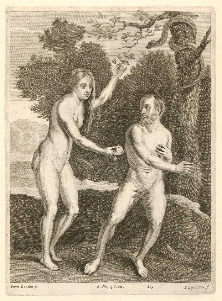 Pieter van Lisebetten after Paris Bordone - Adam and Eve SVK-SNG.G 11965-210