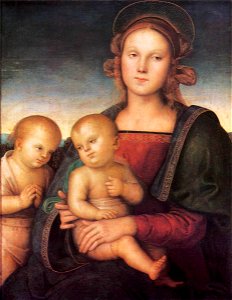 Pietro Perugino - Madonna with Child and the Infant St John - WGA17297. Free illustration for personal and commercial use.
