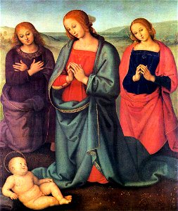 Pietro Perugino - Madonna with Saints Adoring the Child - WGA17279. Free illustration for personal and commercial use.