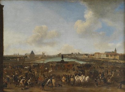Pieter Wouwerman - View of Paris seen from the Place Dauphine - KMSsp504 - Statens Museum for Kunst. Free illustration for personal and commercial use.