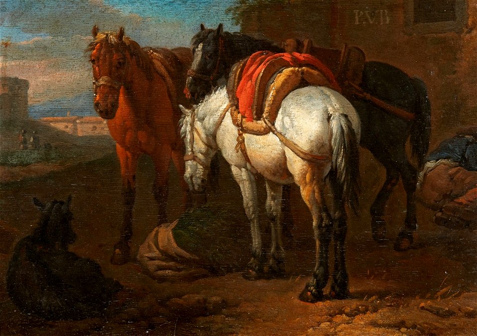 Pieter van Bloemen - Horses in a landscape