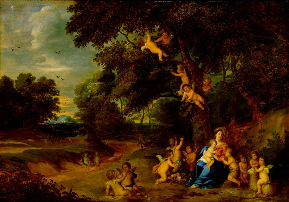 Pieter van Avont and Frans Wouters - Madonna and Child, St John the Baptist as a Boy and Angels in a Woodland Landscape