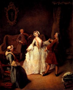 Pietro Longhi - The Dancing Lesson - WGA13397. Free illustration for personal and commercial use.