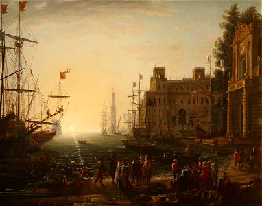 Pietro Antonio Sasso (1834-1905^) (possibly) - Harbour Scene (after Claude Lorrain) - 564848 - National Trust