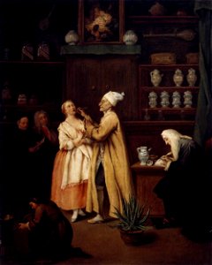 Pietro Longhi - The Apothecary - WGA13411. Free illustration for personal and commercial use.