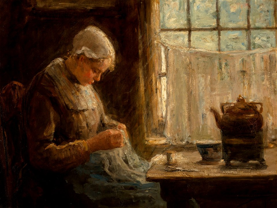 Sewing by the Window by Evert Pieters, 1902