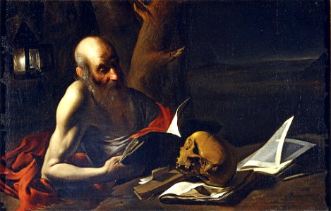 Pietro Paolini (Attr.) - St Jerome in meditation. Free illustration for personal and commercial use.
