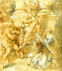 Pietro da Cortona-Thronende Madonna Mit Kind
