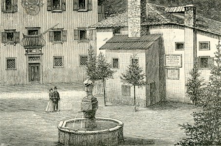 Pieve di Cadore casa ove nacque Tiziano Vecellio xilografia di Barberis