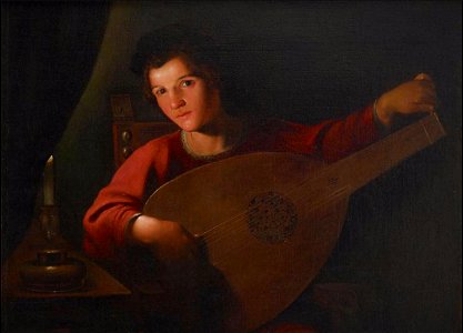 Pietro Paolini - The lute player. Free illustration for personal and commercial use.